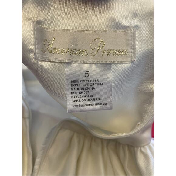 American Princess Size 5 Formal Dress Cream Hot Pink Rosettes Dbl Crinolines EUC - Picture 6 of 12